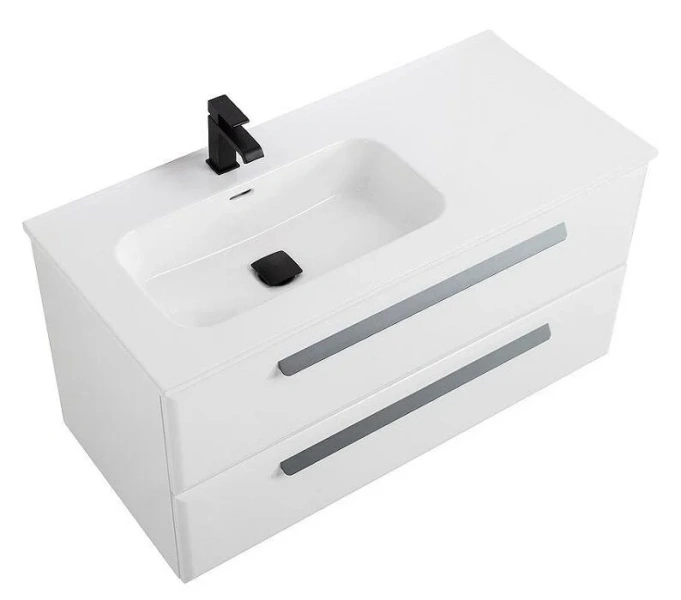 Тумба под раковину подвесная Cezares Eco 100 см Bianco Lucido, правосторонняя, 100 см - фото 6