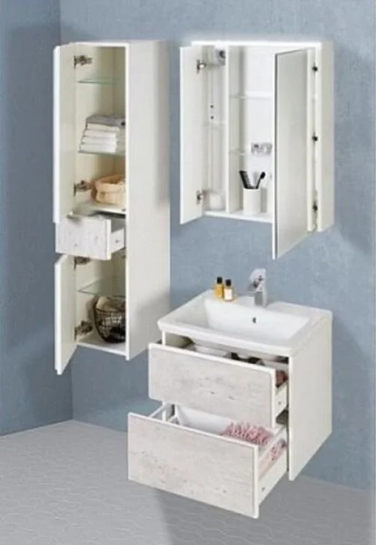 Шкаф-пенал подвесной Roca Ronda 32 см правый, белый матовый/бетон, современные, hi-tech - фото 5