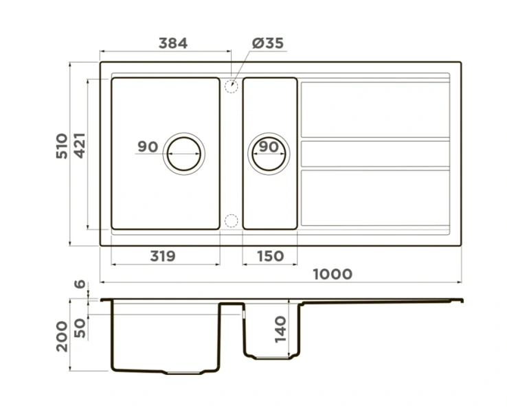 Мойка для кухни Omoikiri Kitagawa 100-2-WH 100 см белая, врезные - фото 2