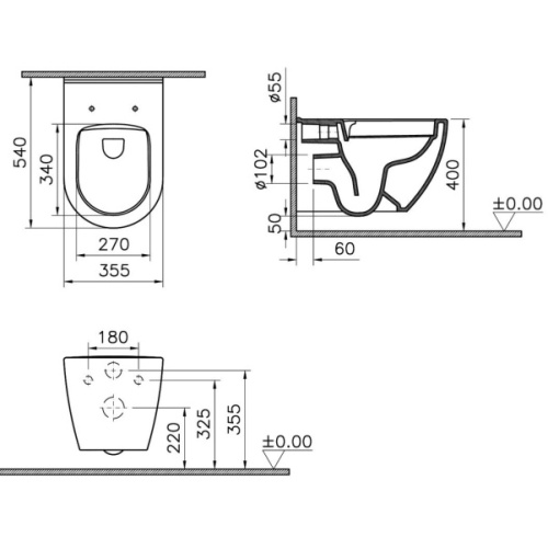 Унитаз с инсталляцией VitrA Mia Round безободковый - фото 4
