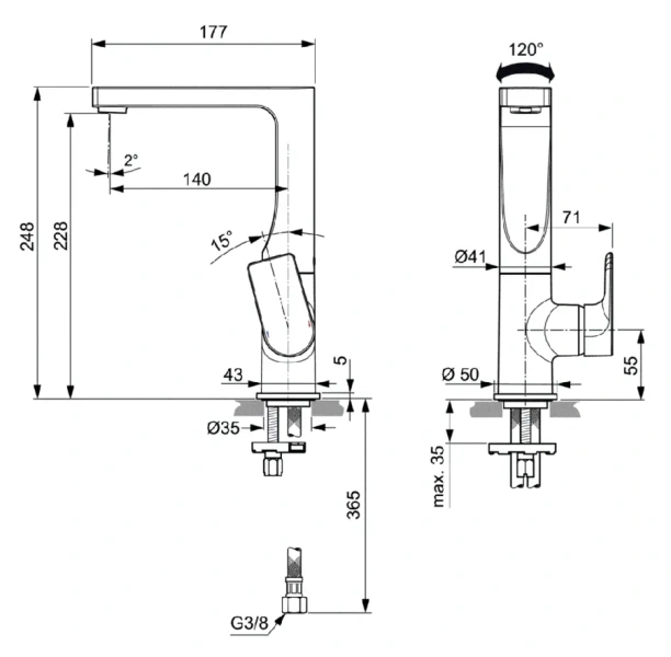 Смеситель для раковины Ideal Standard Edge хром - фото 2