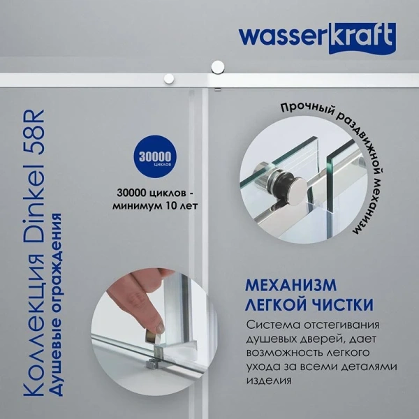 Душевая дверь в нишу WasserKRAFT Dinkel 120 см стекло прозрачное, по запросу - фото 8