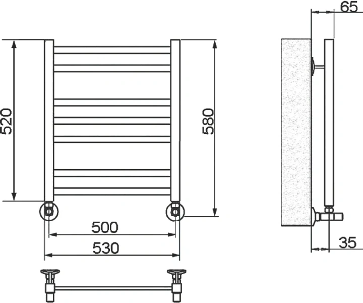 Полотенцесушитель водяной Ника Modern 60x50 см белый матовый - фото 2