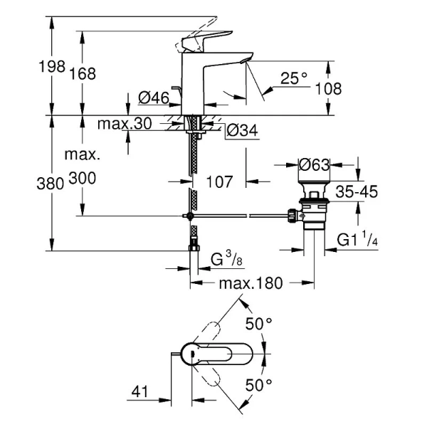 Смеситель для раковины Grohe BauEdge 23758000 - фото 2