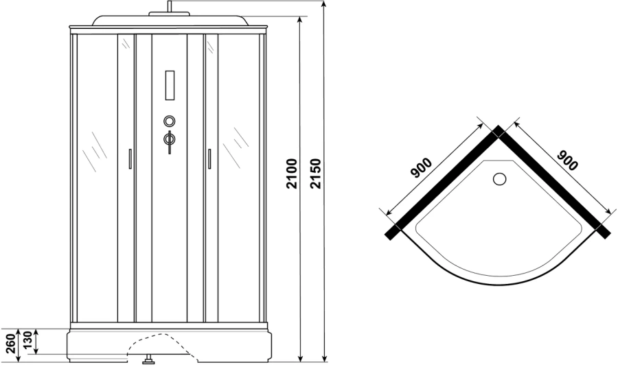 Душевая кабина Niagara Classic 90x90 см стекло тонированное, 90х90 index_1 - фото 15