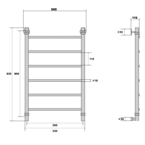 Полотенцесушитель водяной Energy Classic 80x50 - фото 3