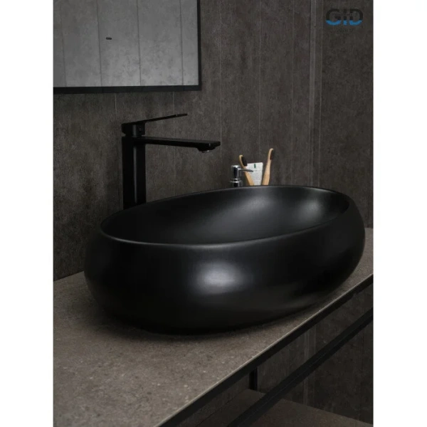 Раковина GID Lago Bm9030a 60 см черная, в форме чаши, круглой формы - фото 5