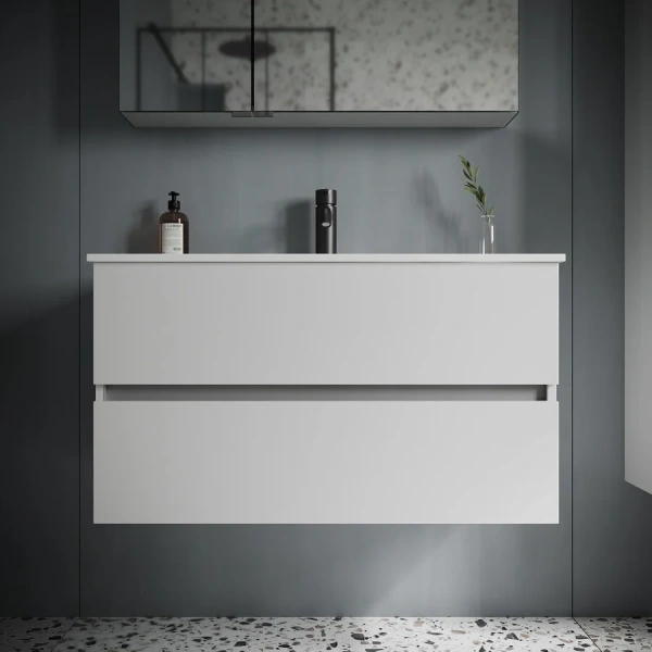 Тумба с раковиной подвесная Sancos Urban UR90W 90 см с ящиками, современная, hi-tech - фото 3