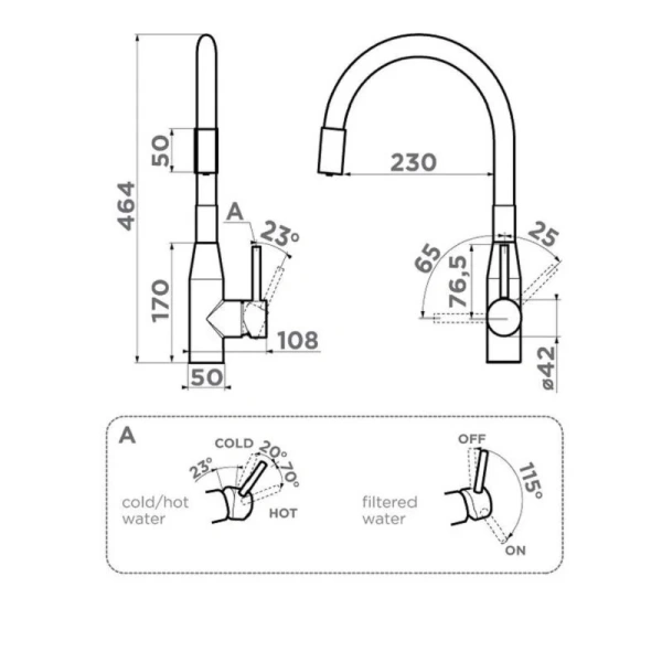 Смеситель для кухни Omoikiri Yatomi 2 Plus BN-BL нержавеющая сталь/черный, для кухни - фото 2