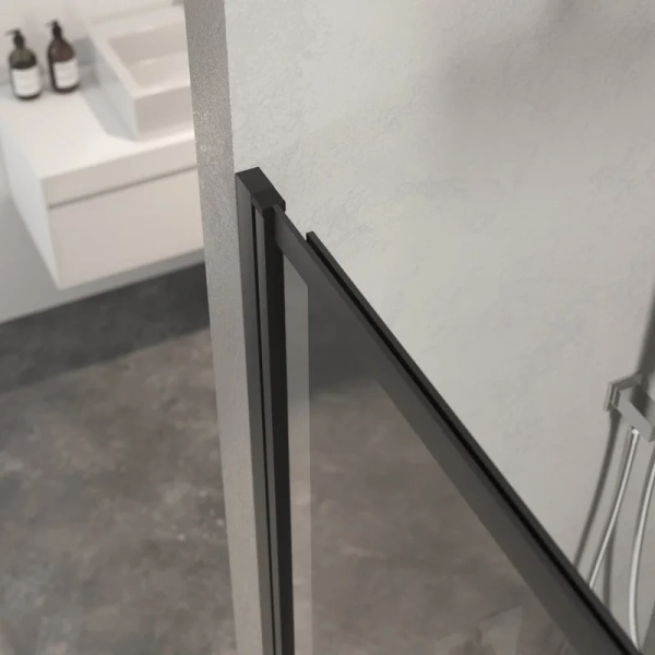 Шторка для ванны Berges River S Slider Black 98х145 см тонированное стекло, профиль черный, черный - фото 5