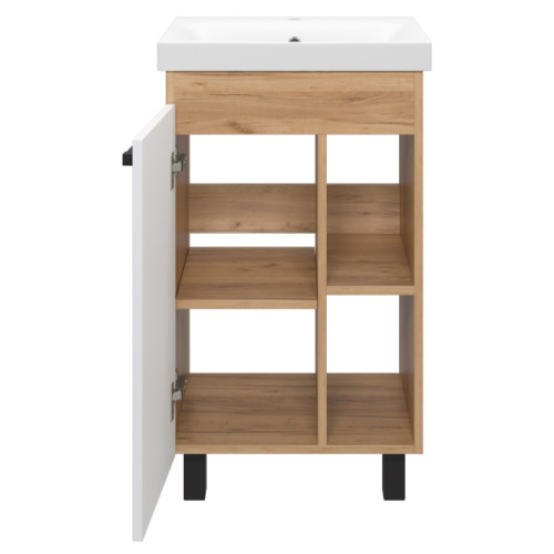 Тумба под раковину напольная Misty Крафт 50 см белая/зебрано сахара, моноблок - фото 5