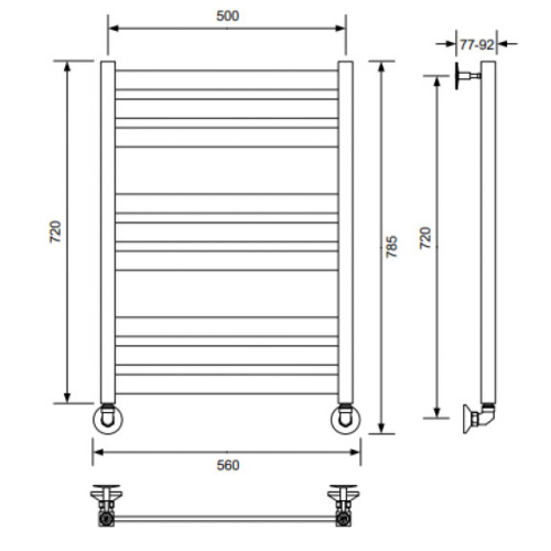 Полотенцесушитель водяной Ника Modern 80x50 см черный матовый - фото 2