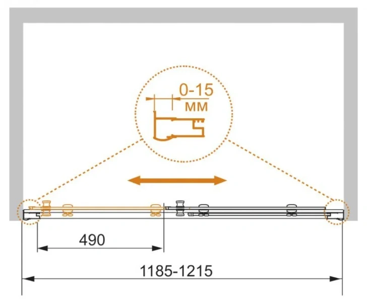 Душевая дверь в нишу Cezares Pratico 120 см стекло прозрачное - фото 2