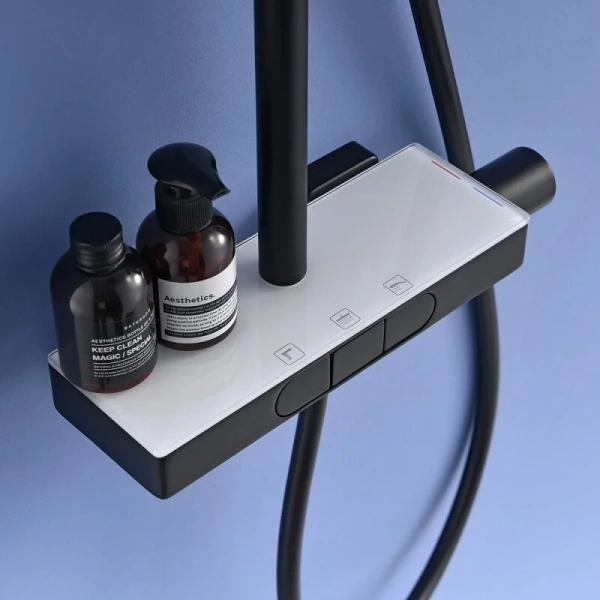 Душевая стойка Black&White Universe черная матовая, с изливом - фото 5