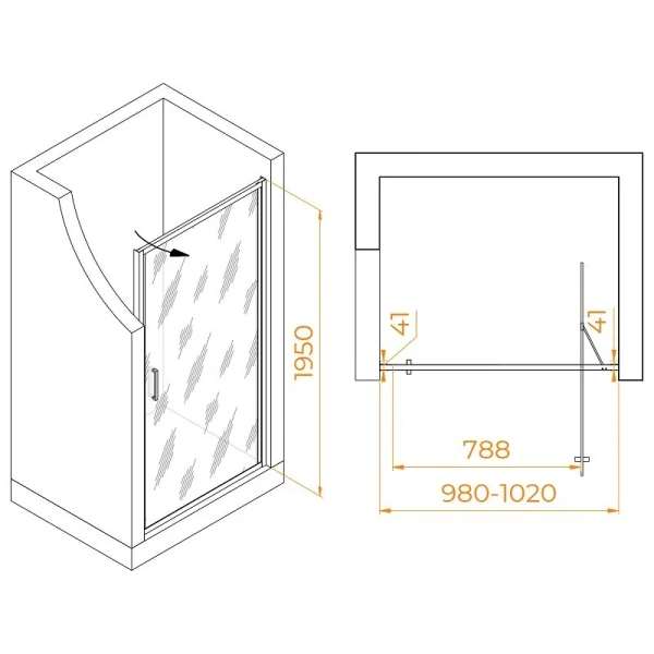 Душевая дверь в нишу RGW Stilvoll SV-05Gr 100 см профиль серый стекло прозрачное - фото 2