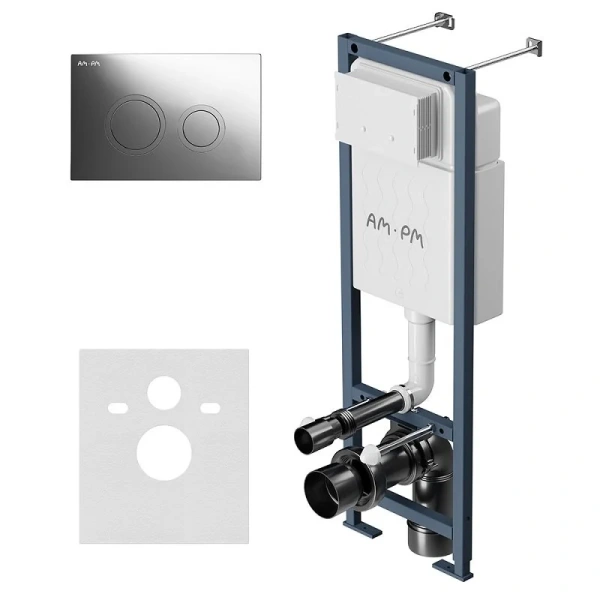 Инсталляция для унитаза Am.Pm ErgoFit клавиша глянцевый хром, кнопки круглые - фото 1