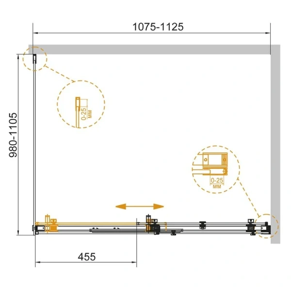 Душевой уголок Cezares Stylus-Soft 110х100 см прозрачное стекло - фото 2