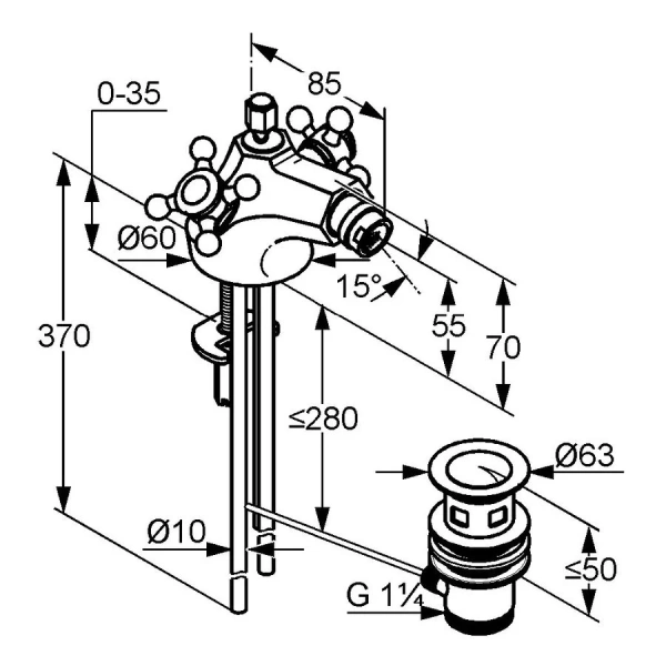 Смеситель для биде Kludi 1926 51211 латунь - фото 2