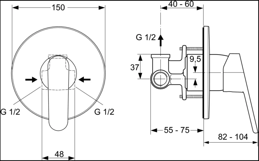 Смеситель для душа Ideal Standard Ceraplan 2 со скрытой частью - фото 2