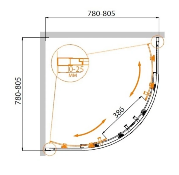 Душевой уголок Cezares Molveno 80х80 см рифленое стекло - фото 2