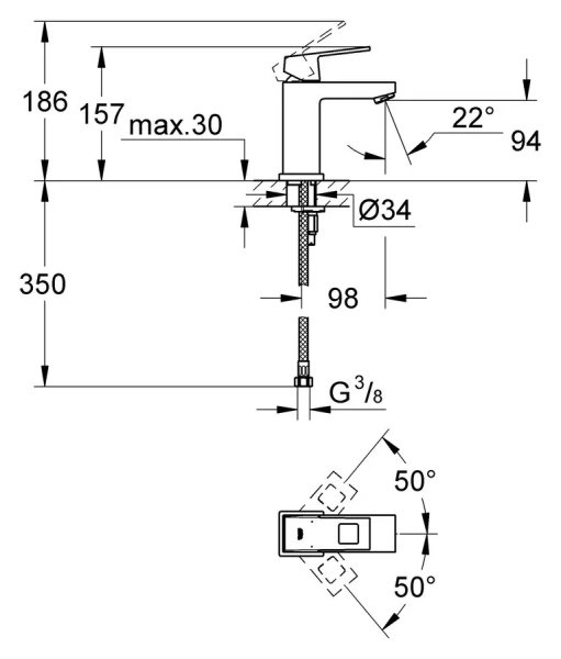 Смеситель для раковины Grohe Eurocube 23132000 - фото 2