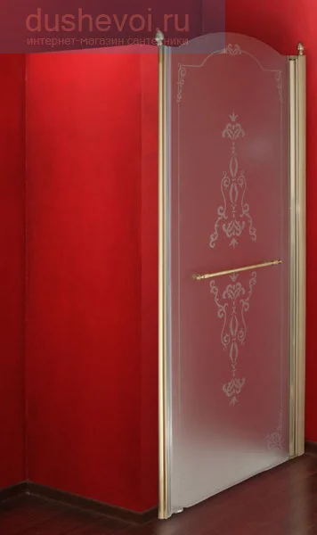 Душевая дверь в нишу Migliore Diadema 80 см профиль хром стекло матовое декорированное правая - фото 4