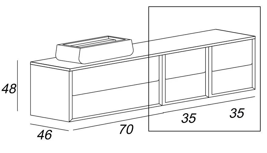 Тумба подвесная Cezares Bellagio 35 см графит, в наличии - фото 2