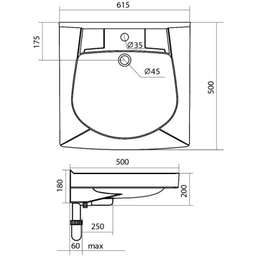 Раковина над стиральной машиной Santek Пилот 60 см с кронштейнами и сифоном - фото 4