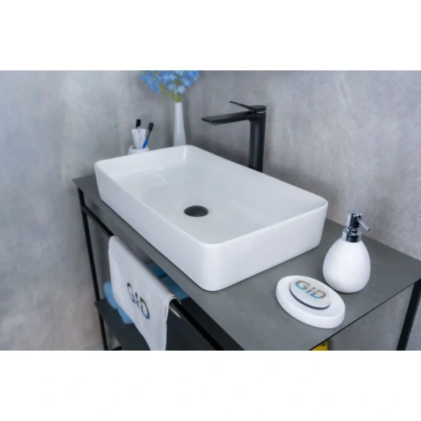 Раковина GID Geometrico N9396 60 см белая, одинарные, недорогие - фото 8