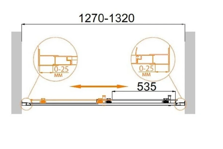Душевая дверь в нишу Cezares Molveno 130 см стекло рифленое Punto, без антикальциевой обработки, современные, hi-tech - фото 2