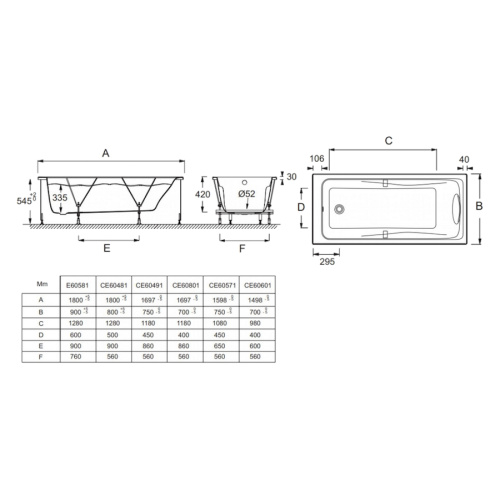 Ванна акриловая Jacob Delafon Odeon Up 180х90 см белая - фото 3