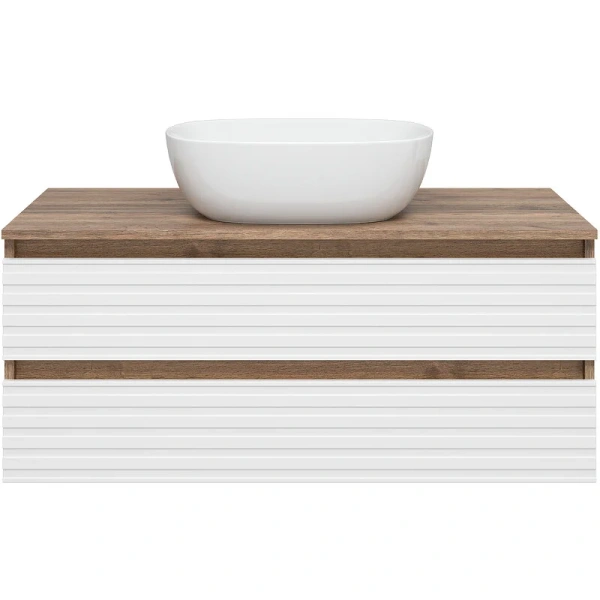 Тумба под раковину подвесная Brevita Dakota 100 см дуб галифакс олово, белый - фото 3