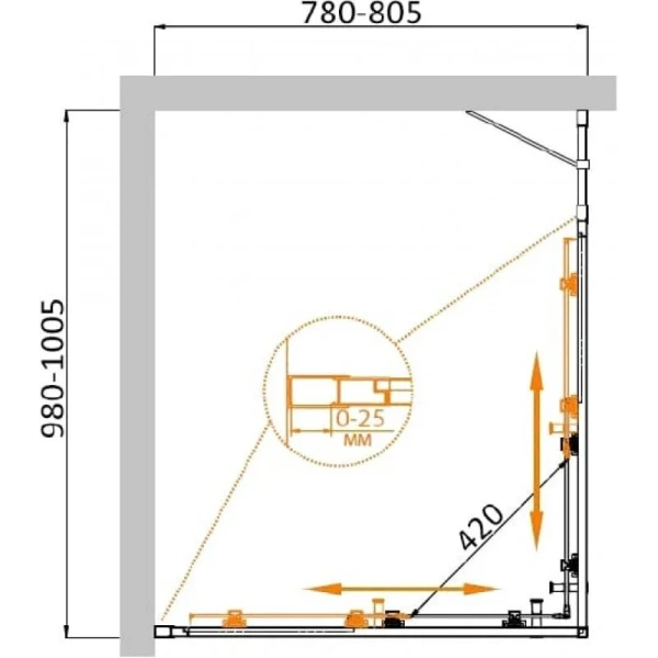 Душевой уголок Cezares Molveno 100х80 см стекло прозрачное, прямоугольные - фото 2