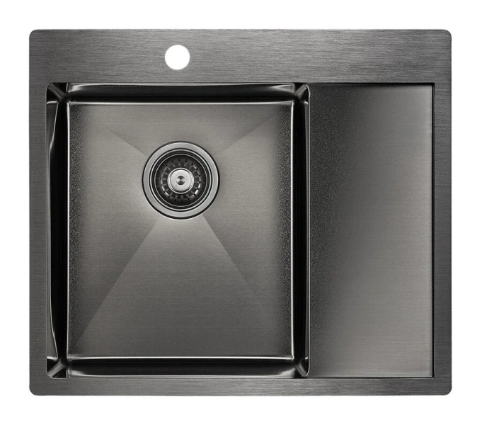 Мойка для кухни Paulmark Flank 59 см вороненая сталь, правосторонняя - фото 1
