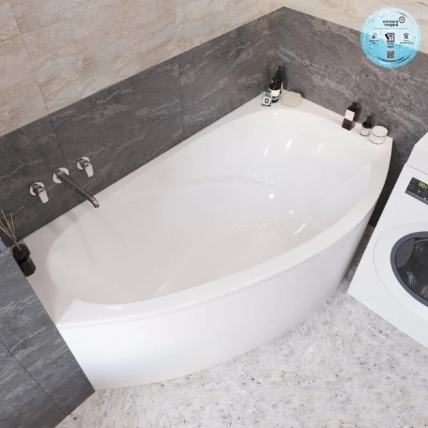 Ванна Marmo Bagno Турин, MB-TR170-95/MB-TL170-95, 170 х 95 см, левая/правая, искусственный камень, белая - фото 1
