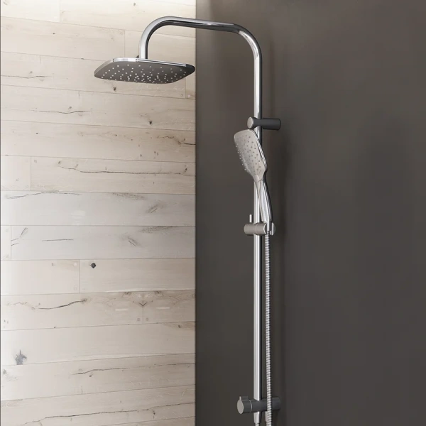 Душевая стойка Damixa Origin Evo с верхним и ручным душем, хром, хром - фото 3