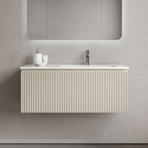 Тумба под раковину подвесная Sancos Snob R 1.0 100 см правая beige soft, современная, hi-tech - фото 3