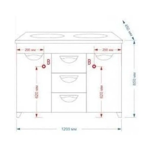 Тумба с раковиной напольная Misty София 120 см - фото 2