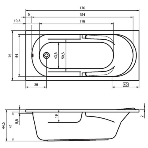Ванна акриловая Riho Future 170х75 см белая - фото 3