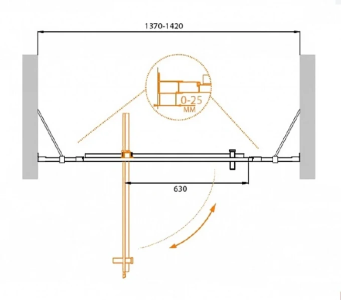 Душевая дверь в нишу Cezares Molveno 140 см профиль хром, современные, hi-tech - фото 2