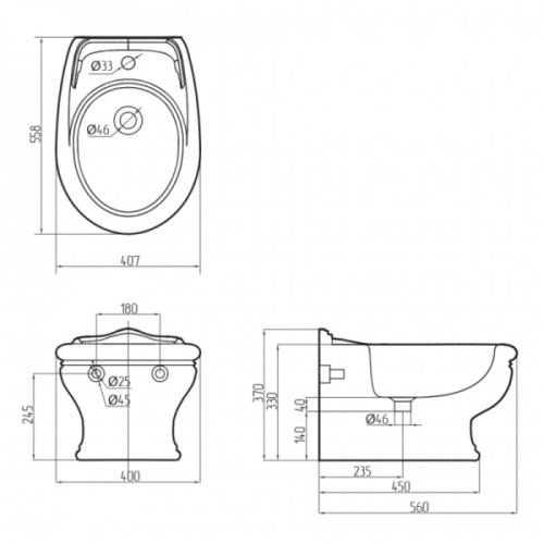Биде подвесное Migliore Milady декор бронза D3 Vintage - фото 2