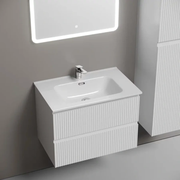 Тумба под раковину подвесная Sancos Snob R 70 см Bianco, моноблок - фото 5