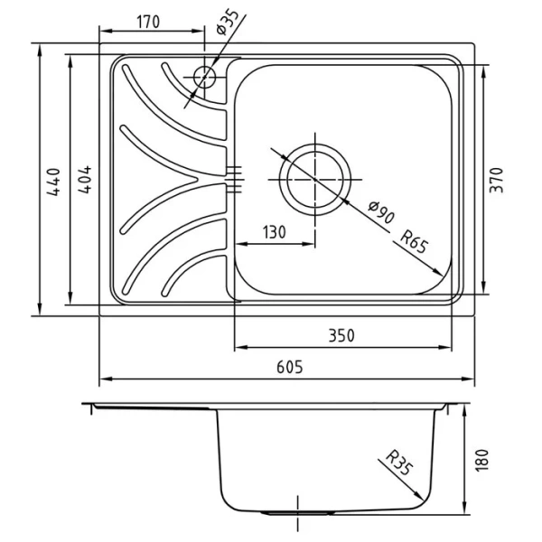 Мойка для кухни IDDIS Arro 60 см чаша справа шелк - фото 3