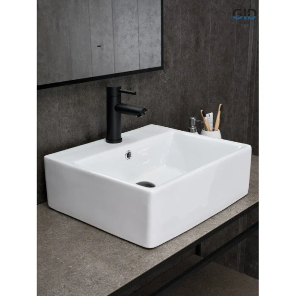 Раковина GID Geometrico N9145 46 см накладная белая, в форме чаши, прямоугольной формы - фото 5