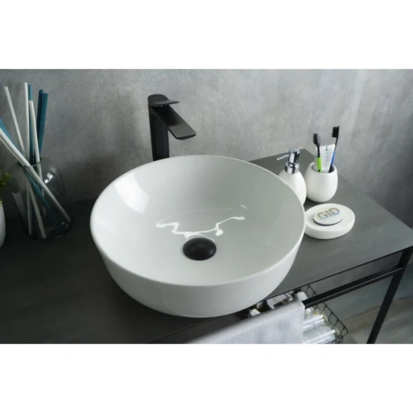 Раковина GID Esfera D1315 42 см белая, одинарные, недорогие, с антигрязевым покрытием - фото 8