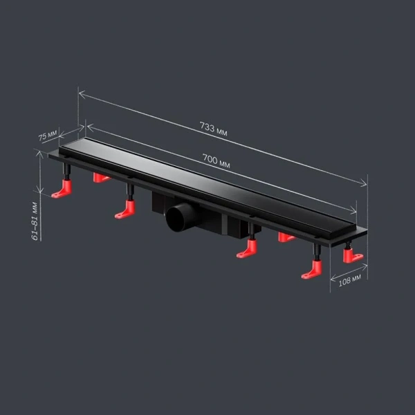 Душевой лоток Am.Pm PrimeFlow 70 см черный матовый - фото 4