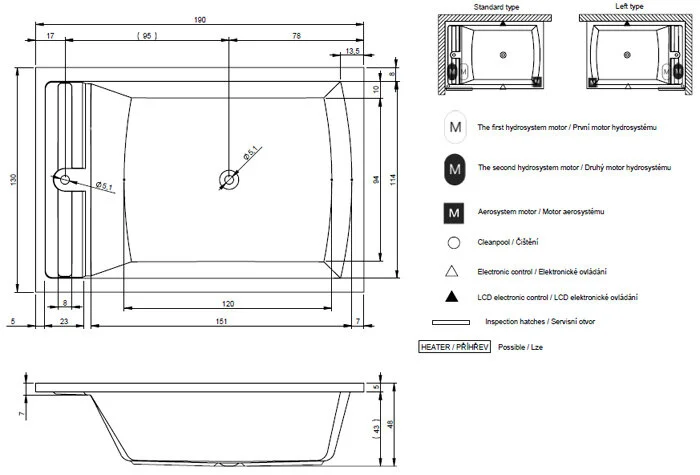Ванна гидромассажная Riho Thermae Line Anna 190 х 130 см - фото 2