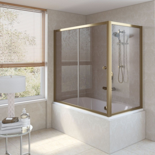Душевая шторка на ванную стекло бронза Vegas-glass ZV+ZVF 160х75 05, раздвижные - фото 4