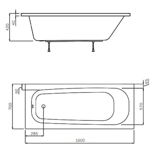 Ванна акриловая Ravak Septima 160x70 см белая, акриловые - фото 2