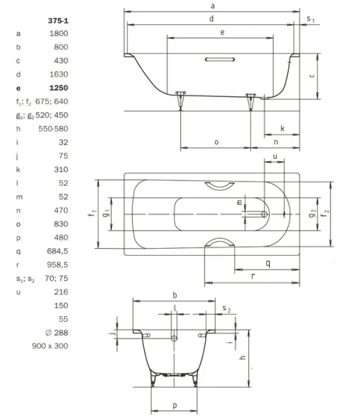 Ванна стальная Kaldewei Saniform Plus mod. 375-1 180х80 см белая - фото 2